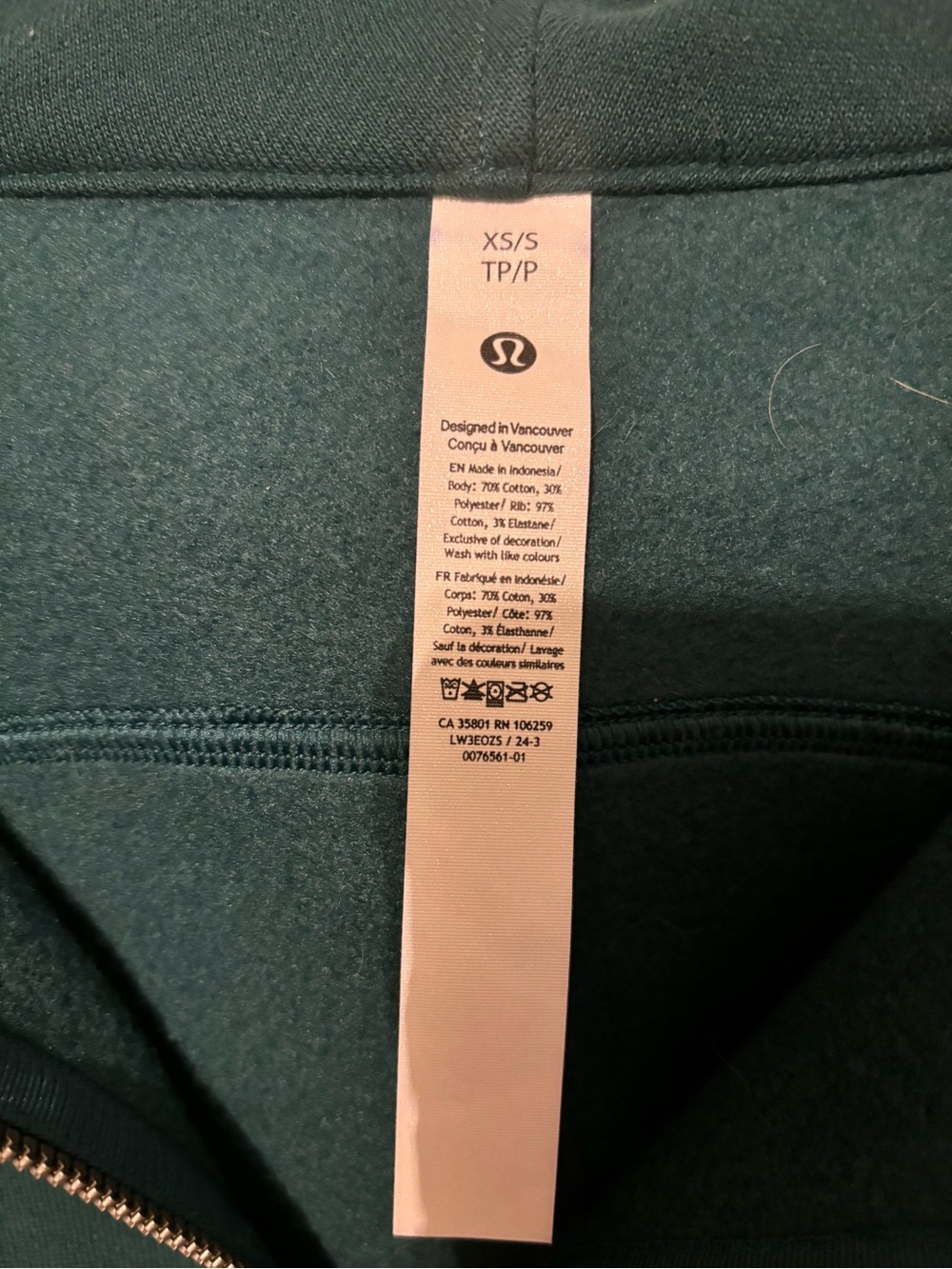 LULULEMON TEAL/GREEN CROPPED SCUBA HOODIE XS/S - Picture 2 of 3